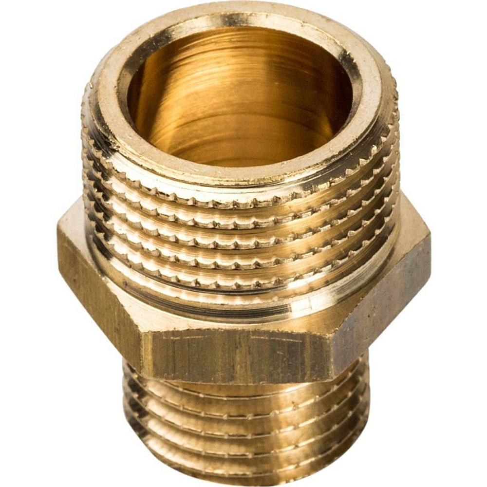 Ниппель редукционный STOUT SFT 0003 - 3/8" x 1/4" (для стальных труб, латунь без покрытия)