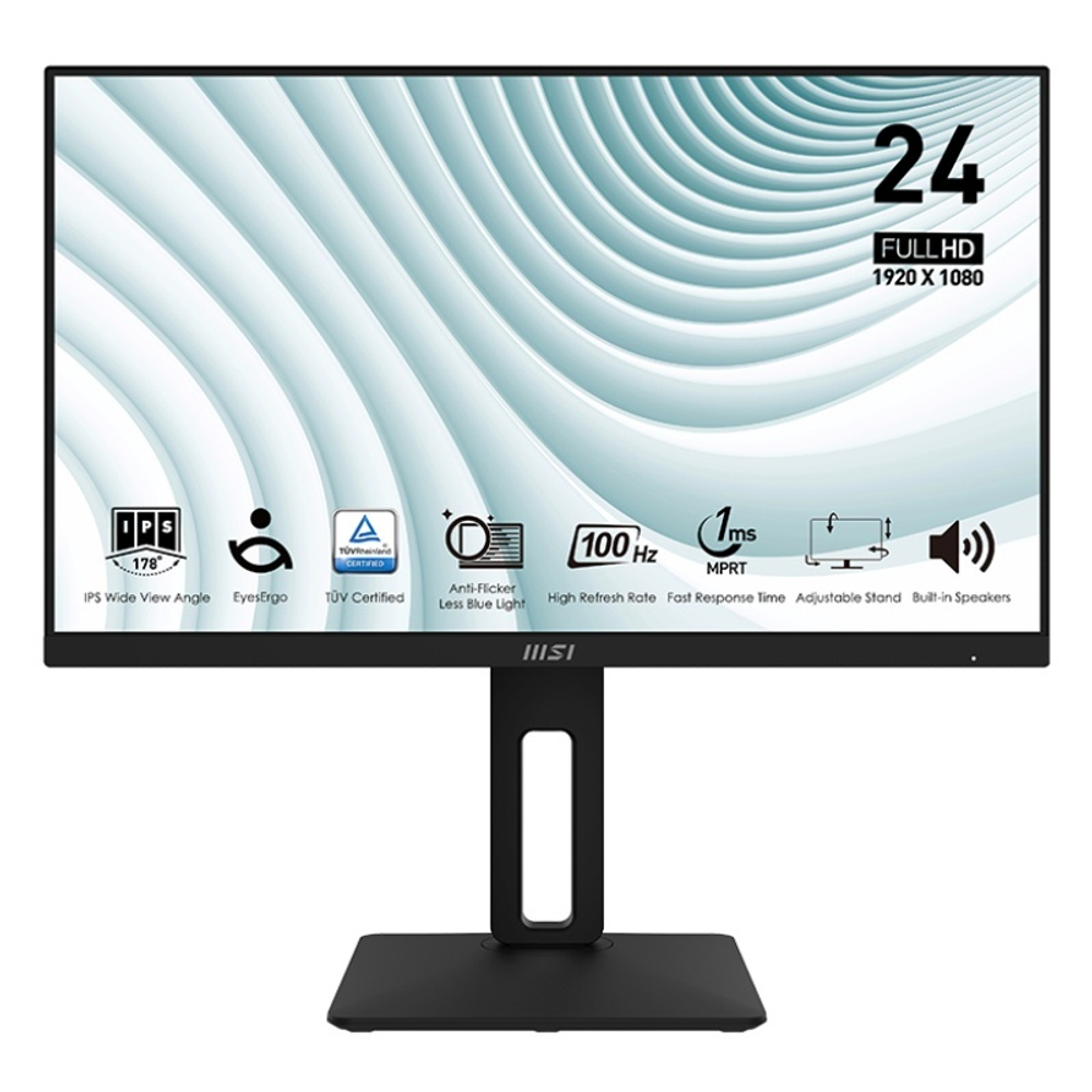 Монитор MSI PRO MP242AP 23.8" 16:9 FHD (1920x1080) IPS Flat, 1ms, Speaker, Tilt, 100Hz, Black