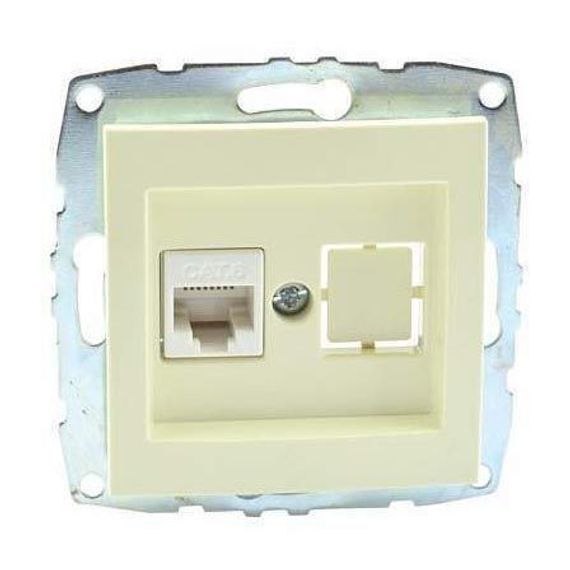 Розетка компьютерная RJ45 Mono Electric Despina/ Larissa 6 кат крем 500-001705-125