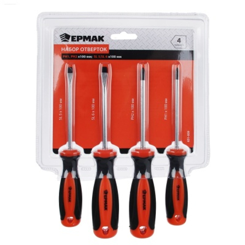 Отвертка набор 4 предмета (РН1,РН2*100,SL5,SL6*100) ЕРМАК