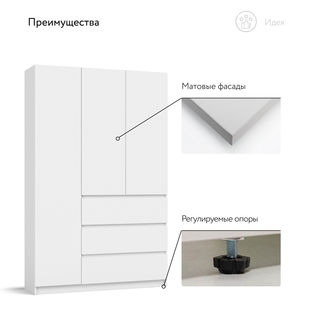 Идея 135 шкаф распашной 3Д+ящики