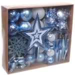 Набор ёлочных украшений «Сказочная зима» 45 предметов, Белый/Голубой