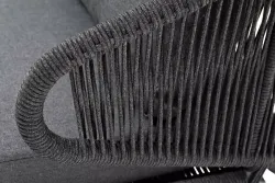 "Милан" диван 2-местный плетеный из роупа, каркас алюминий темно-серый (RAL7024) муар, роуп темно-серый круглый, ткань темно-серая 027