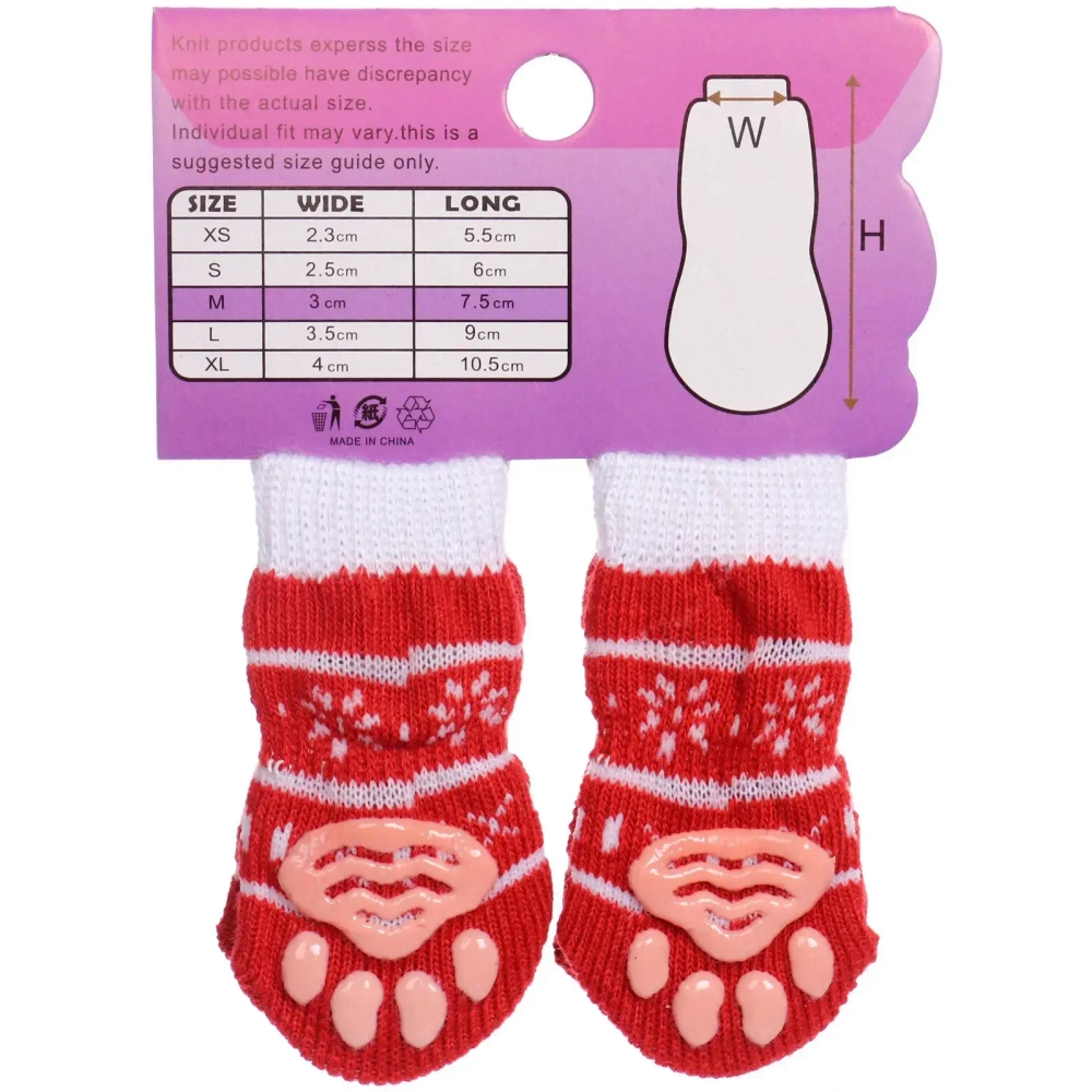 Носочки для животных «LAPUSIK», принт олененок, цвет красный, размер m, 3см