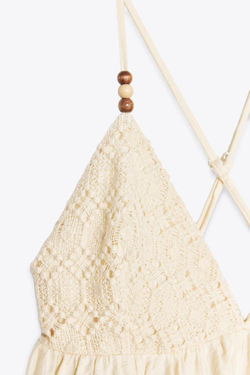 ZARA ТОП НА БРЕТЕЛЯХ С ДЕКОРАТИВНЫМИ ДЕТАЛЯМИ, ЭКРЮ