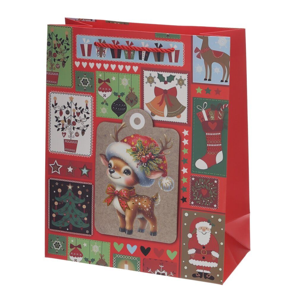 GAEM Пакет подарочный M (бумага 210г/м2, блок 12шт), L26 W12 H32 см, 4в.