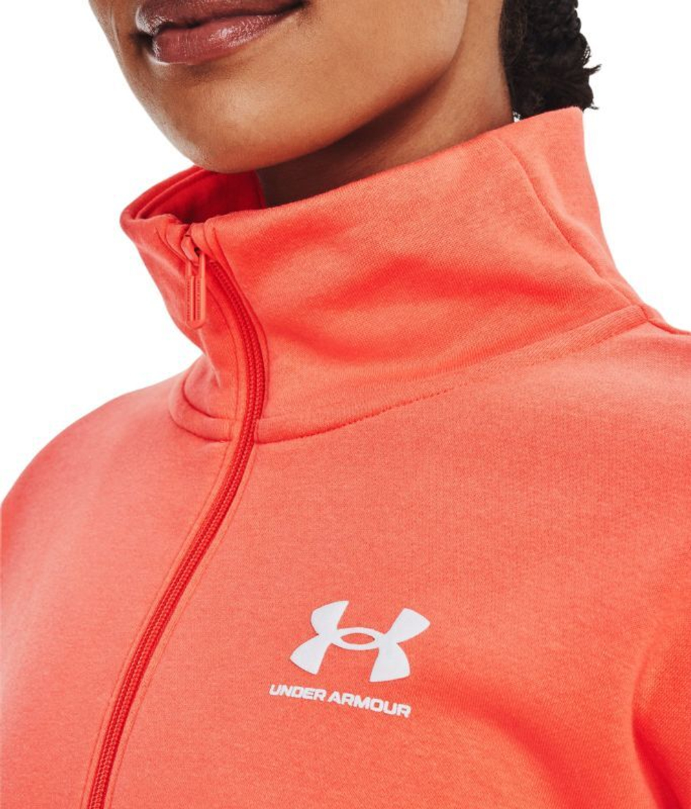 Женская теннисная куртка Under Armour Women's UA Rival Fleece 1 Zip - after burn/white