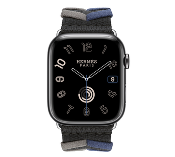 Apple Watch Hermès 45mm Space Black Stainless Steel Case with Noir Bridon Single Tour