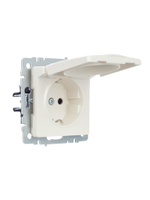 BRITE Розетка 1-местная с заземлением с защитными шторками и крышкой 16А IP44 РСбш10-3-44-БрЖ жемчуг IEK