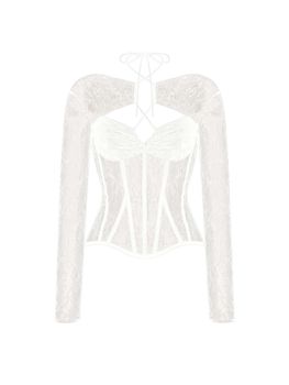 Tоп корсетного типа из кружева с рукавами