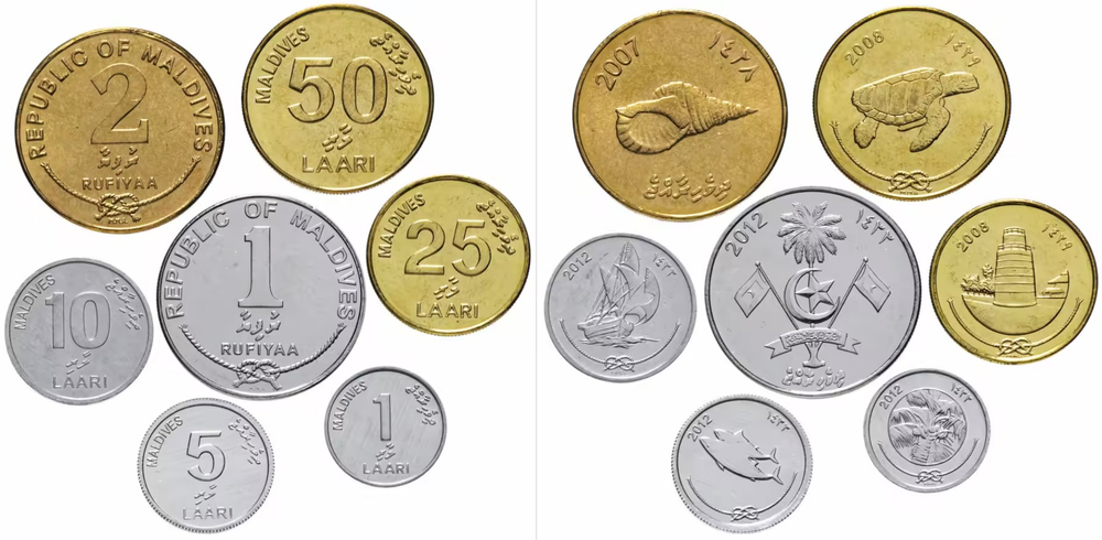 Мальдивы 2007-2012 Набор 7 монет UNC