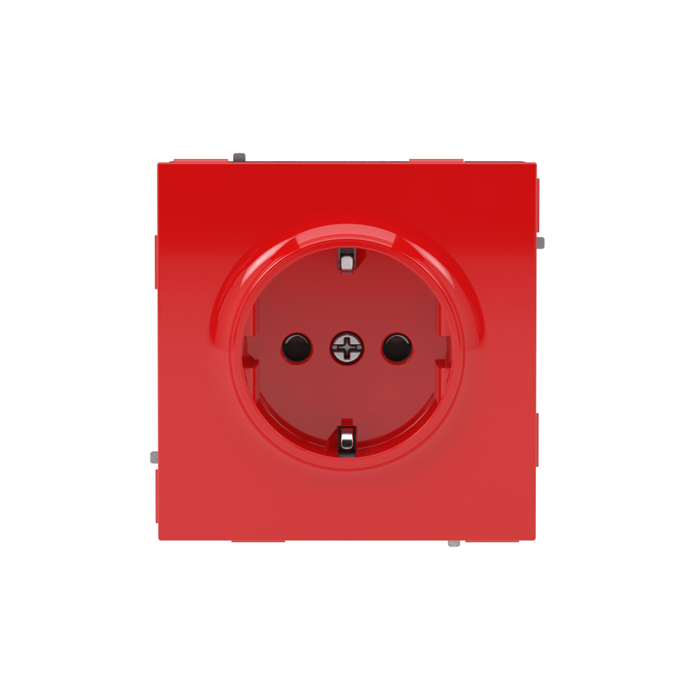 Розетка силовая, 2P+E, с з/ш, KANT, красный сатин
