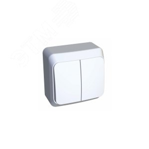 Schneider Electric ЭТЮД Белый Выключатель 2-клавишный открытая установка с индикатором подсветка внутри BA10-006B