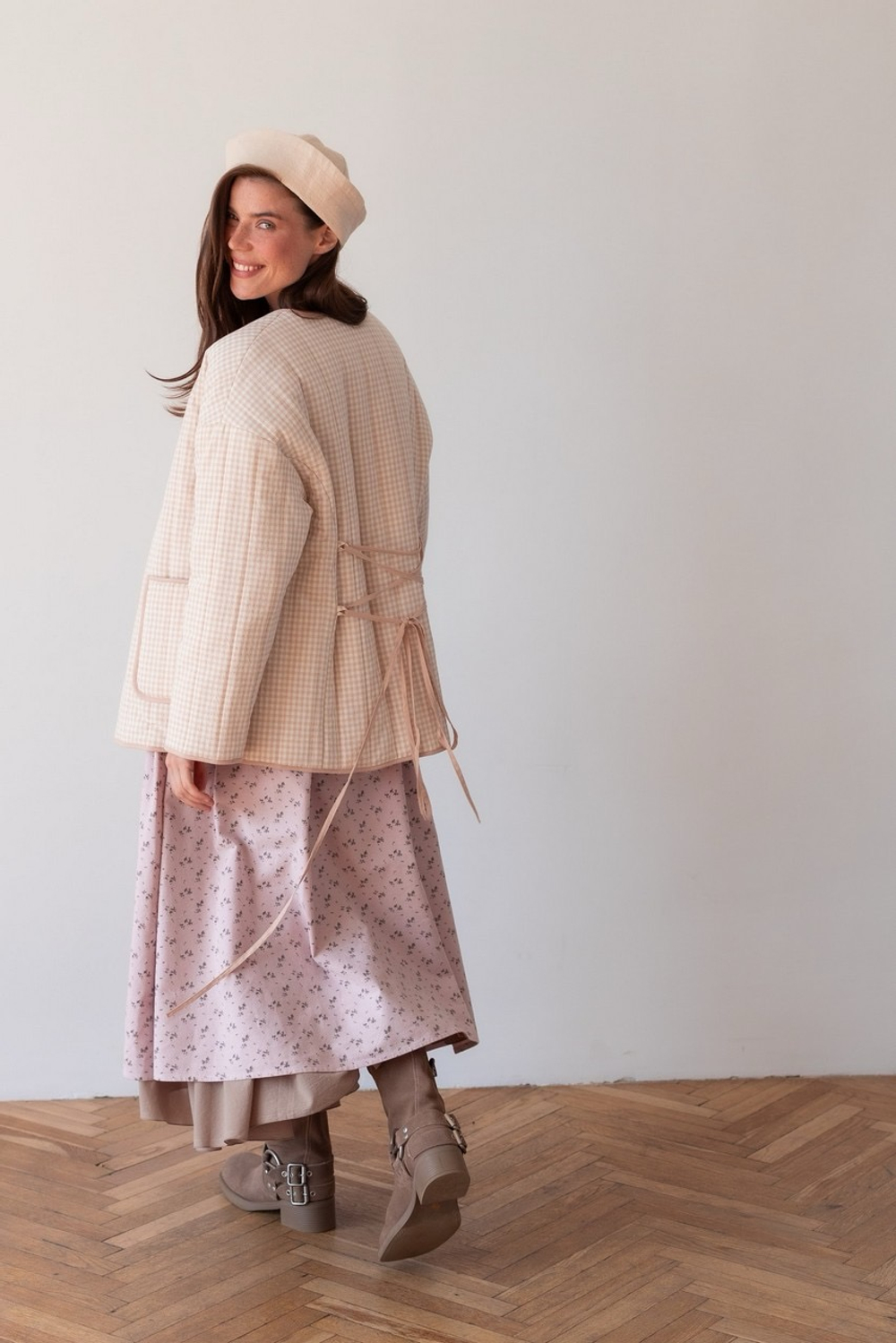 Телогрейка, Бежевый в клетку