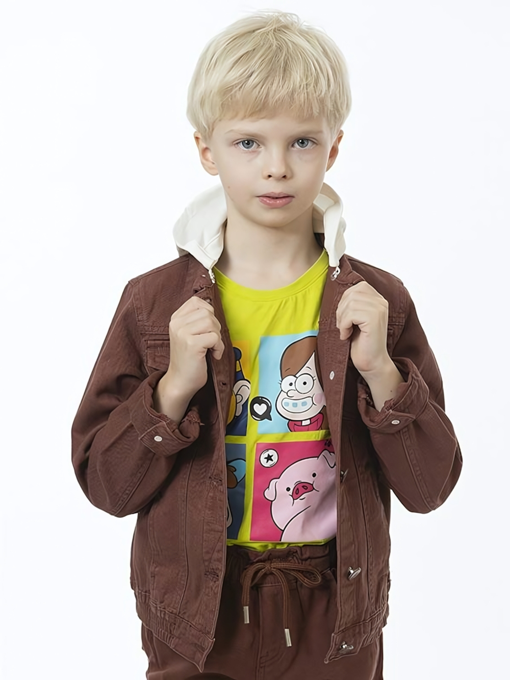 Куртка джинсовая для мальчиков манжеты и съемный капюшон р.122 7 лет в ассорт. 969910