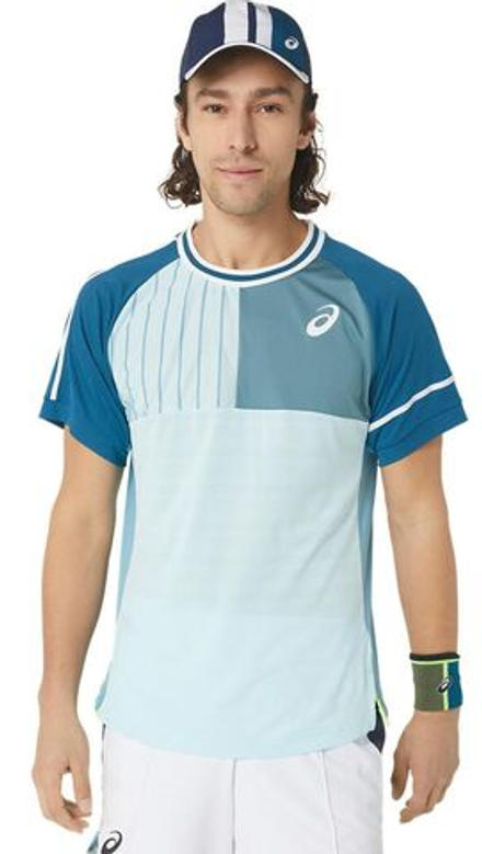 Мужская теннисная футболка Asics Match Short Sleeve Top - aquamarine