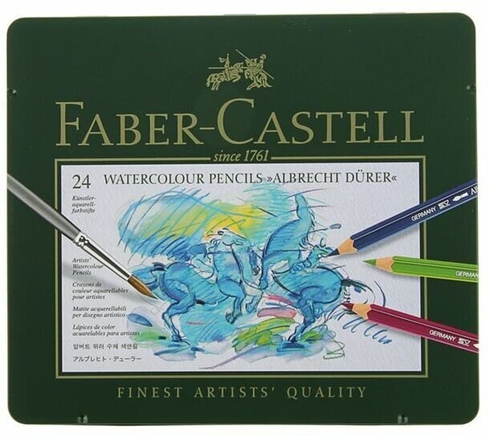 Карандаши цветные акварельные художественные FABER-CASTELL "Albrecht Durer", 24 цвета, металлическая коробка, 117524
