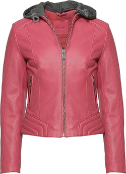 Куртка кожаная женская MUSTANG women's straight biker jacket with det. jersey hood