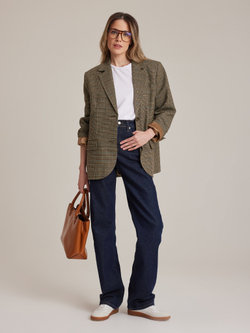 Жакет однобортный  из итальянского твида зеленый