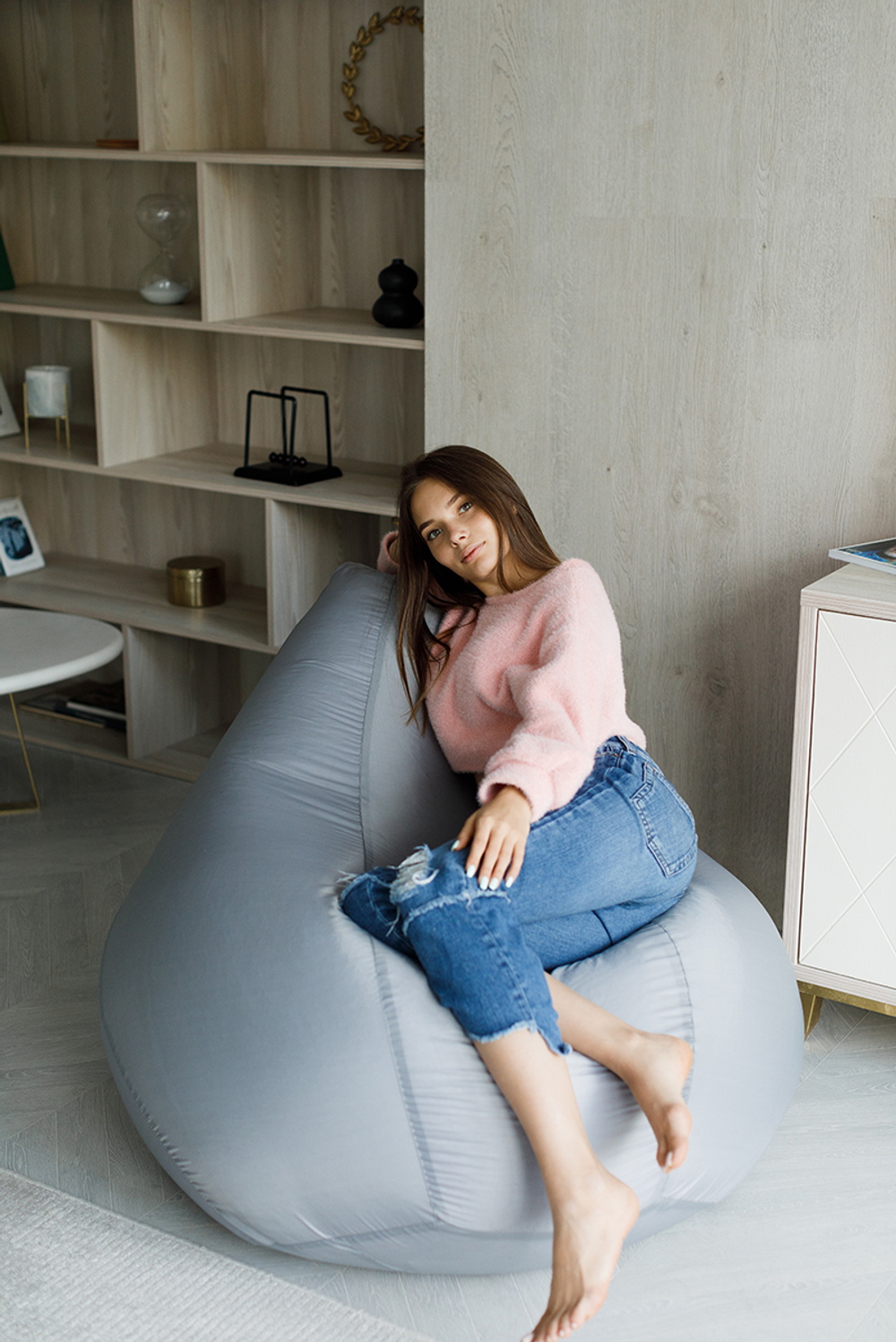 Кресло Мешок Груша Серое (Оксфорд) (XL, Классический)