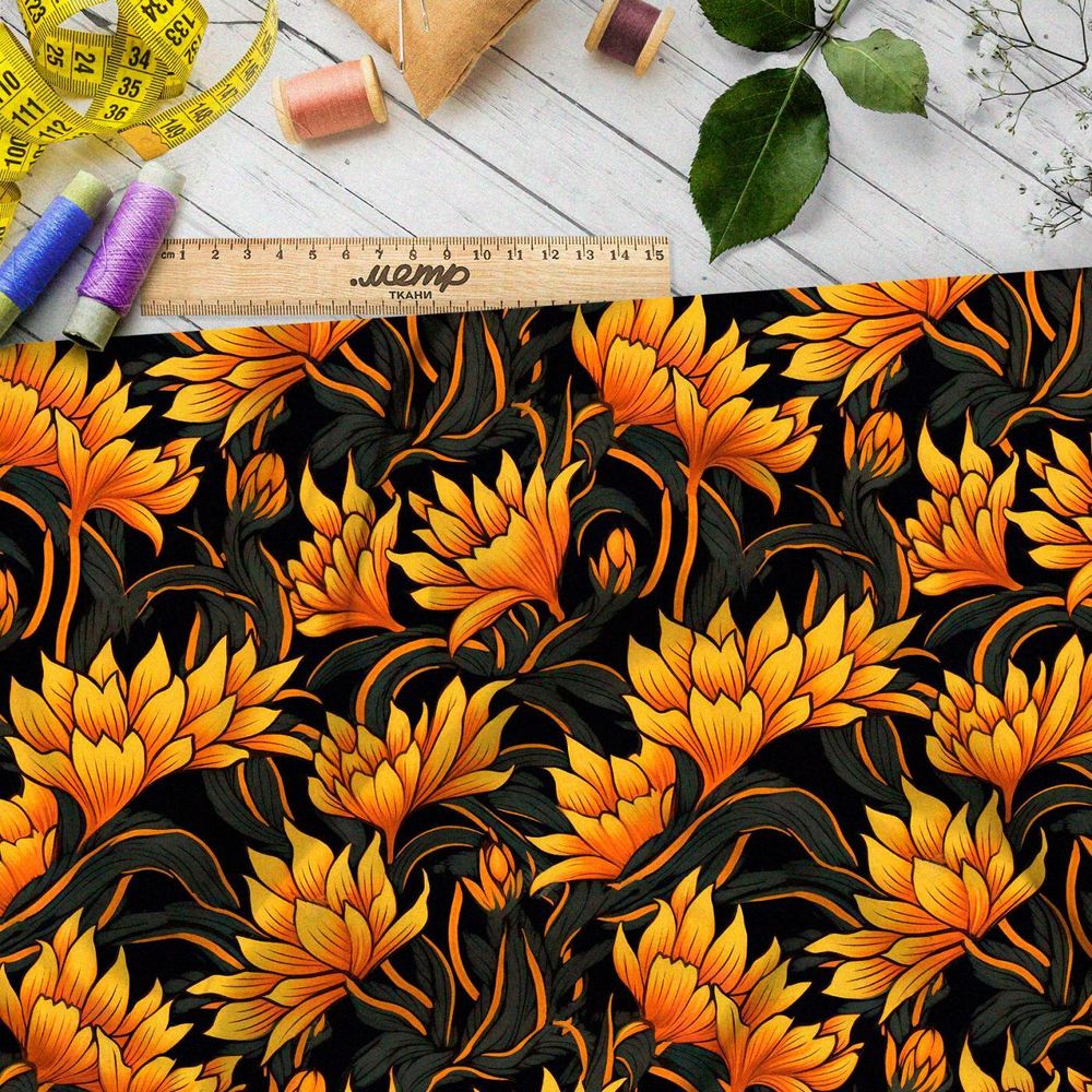 Ткань Ниагара Софт контрастный флорал