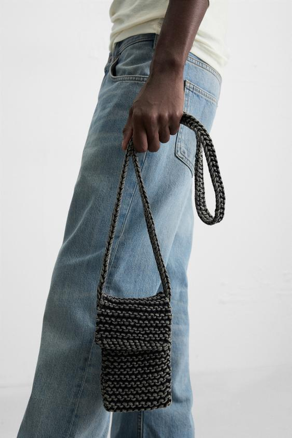 ZARA СУМКА-МЕССЕНДЖЕР МАКРАМЕ, ЧЕРНЫЙ