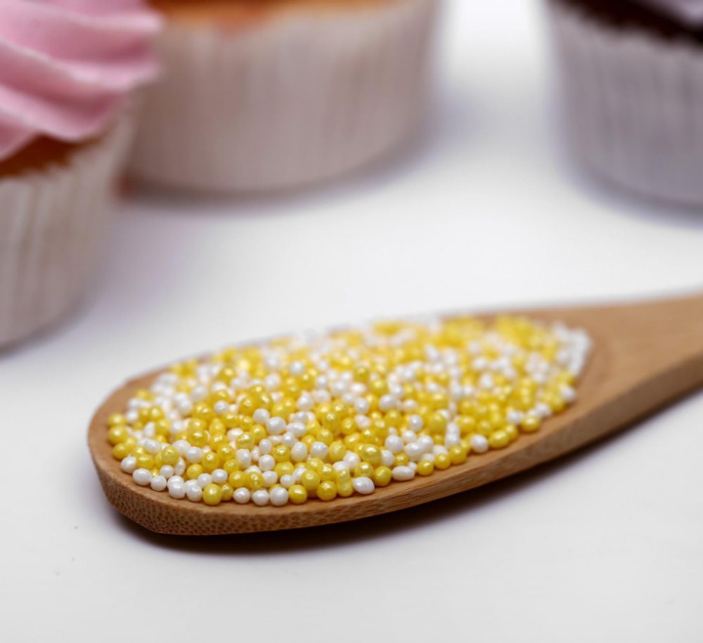 Бисер желтый/серебро, 50 г