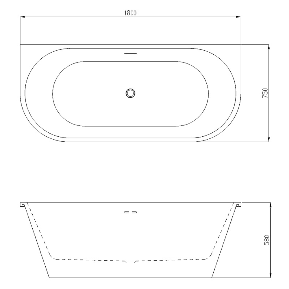 Ванна акриловая Azario ELCON 180х75 пристенная (ELC18075)