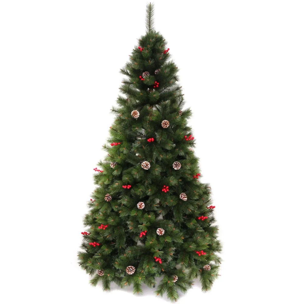 Елка «Венская» 210 см, ПВХ+Леска, ягоды и шишки (1042 веток)
