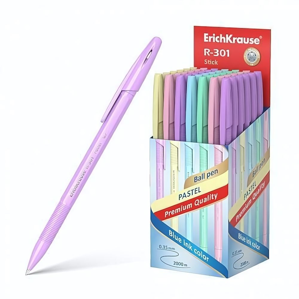 Ручка шариковая 0.7мм, синяя &quot;R-301 Pastel Stick&quot; (Erich Krause)