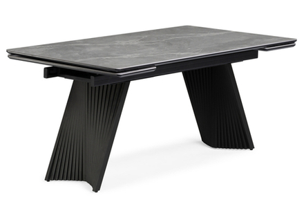 Керамический стол Woodville Вейв 160(220)х89 larka grey, черный