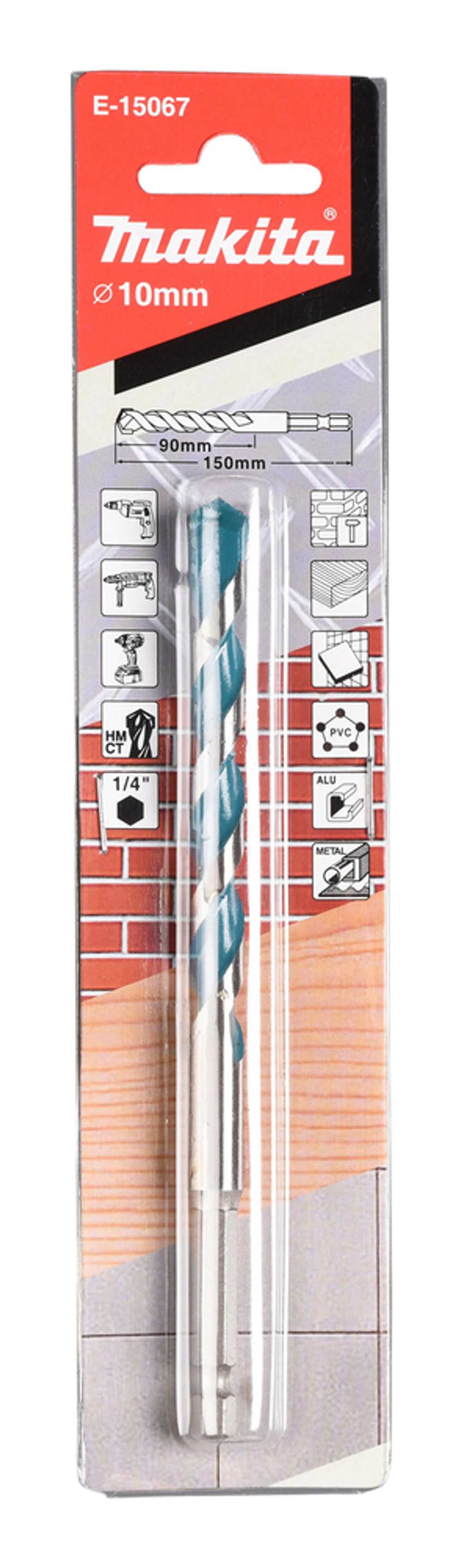 Сверло универсальное 10x90x150, 1/4" Makita E-15067 10x90x150