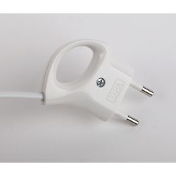 Вилка ЭРА V1 без заземления 10A с кольцом непрямой ввод белая