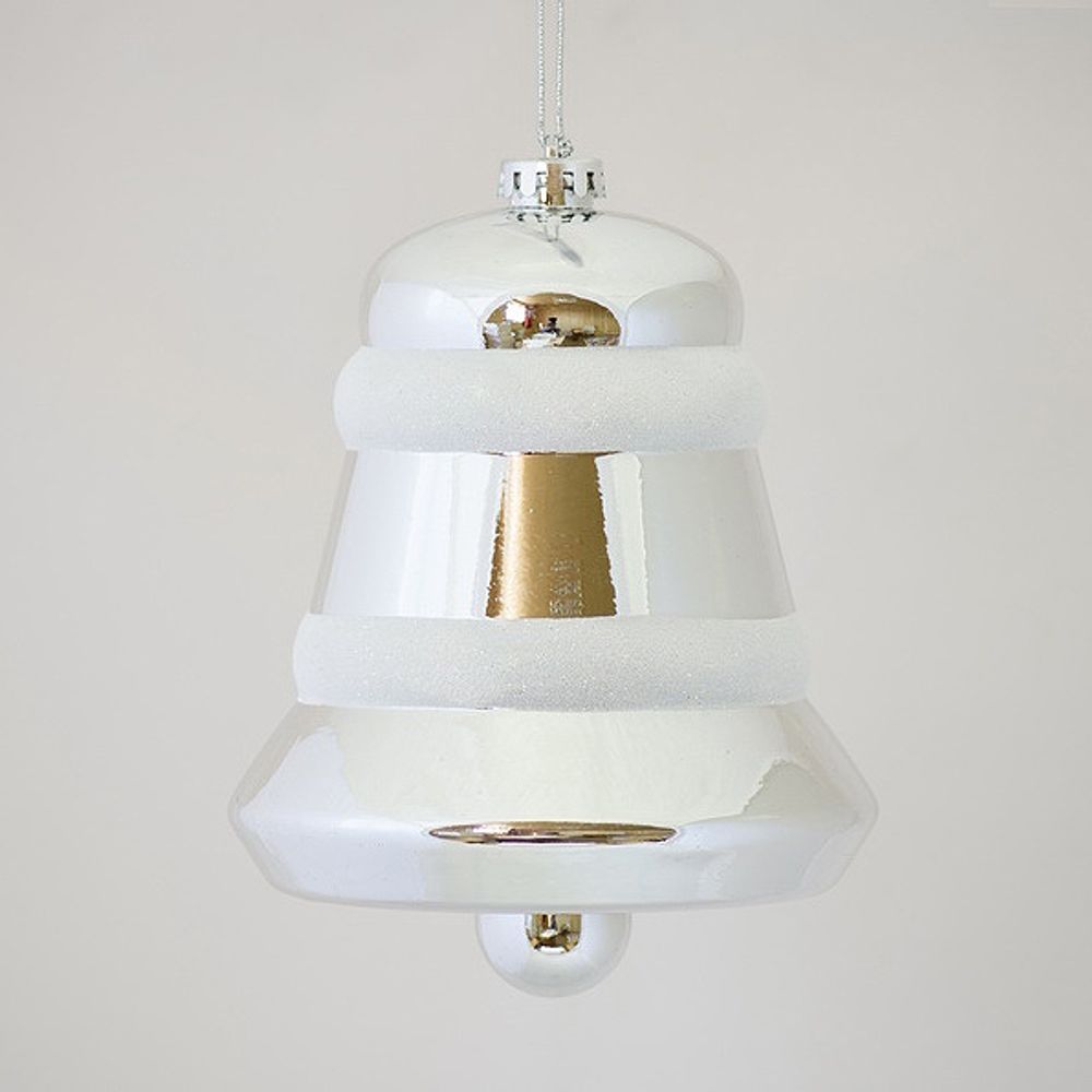 Большая елочная игрушка "Колокольчик объемный" серебро