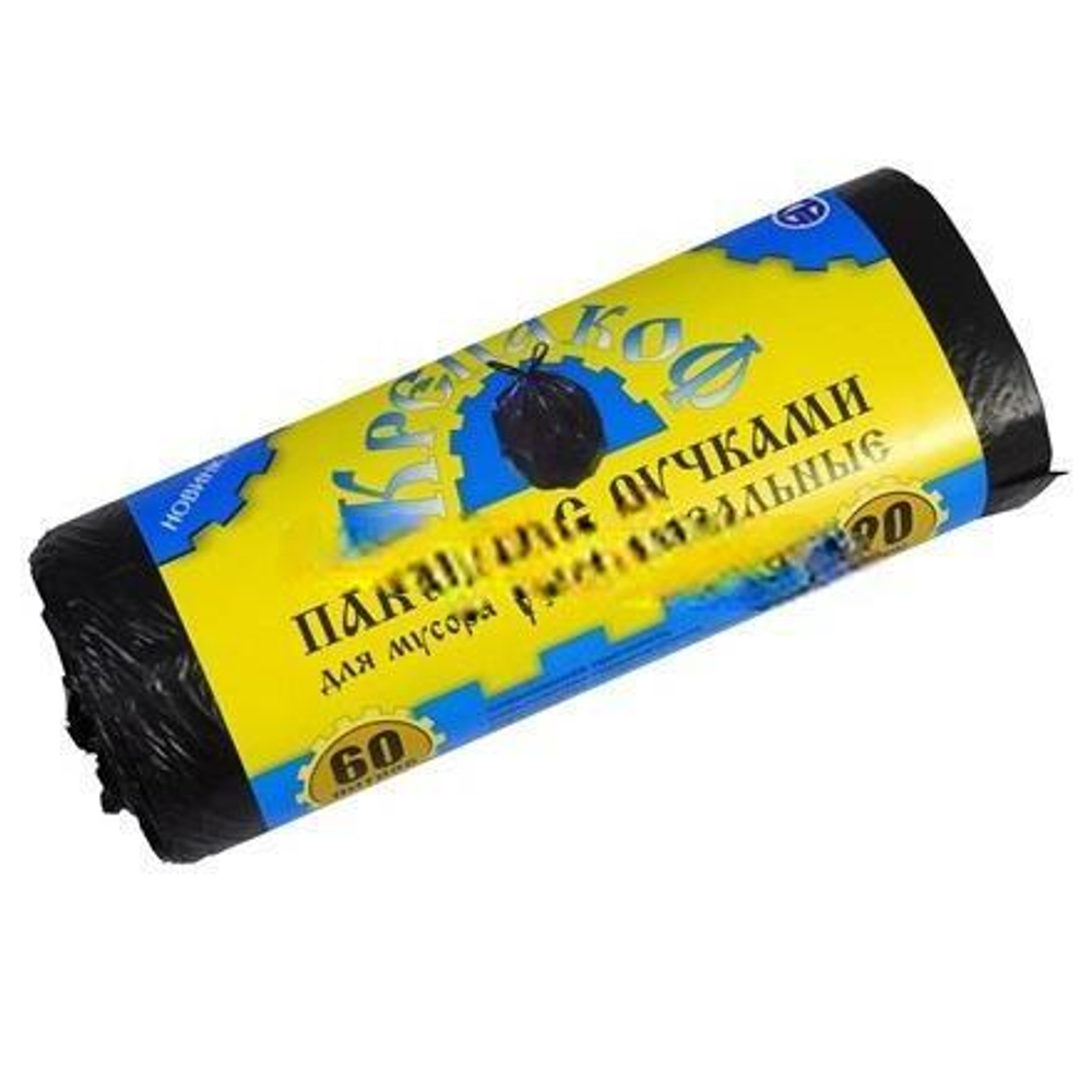Мешок д/мусора ПНД 60 л (20 шт.) рулон с ручками черный КРЕПАКОФ (1/50 шт.)
