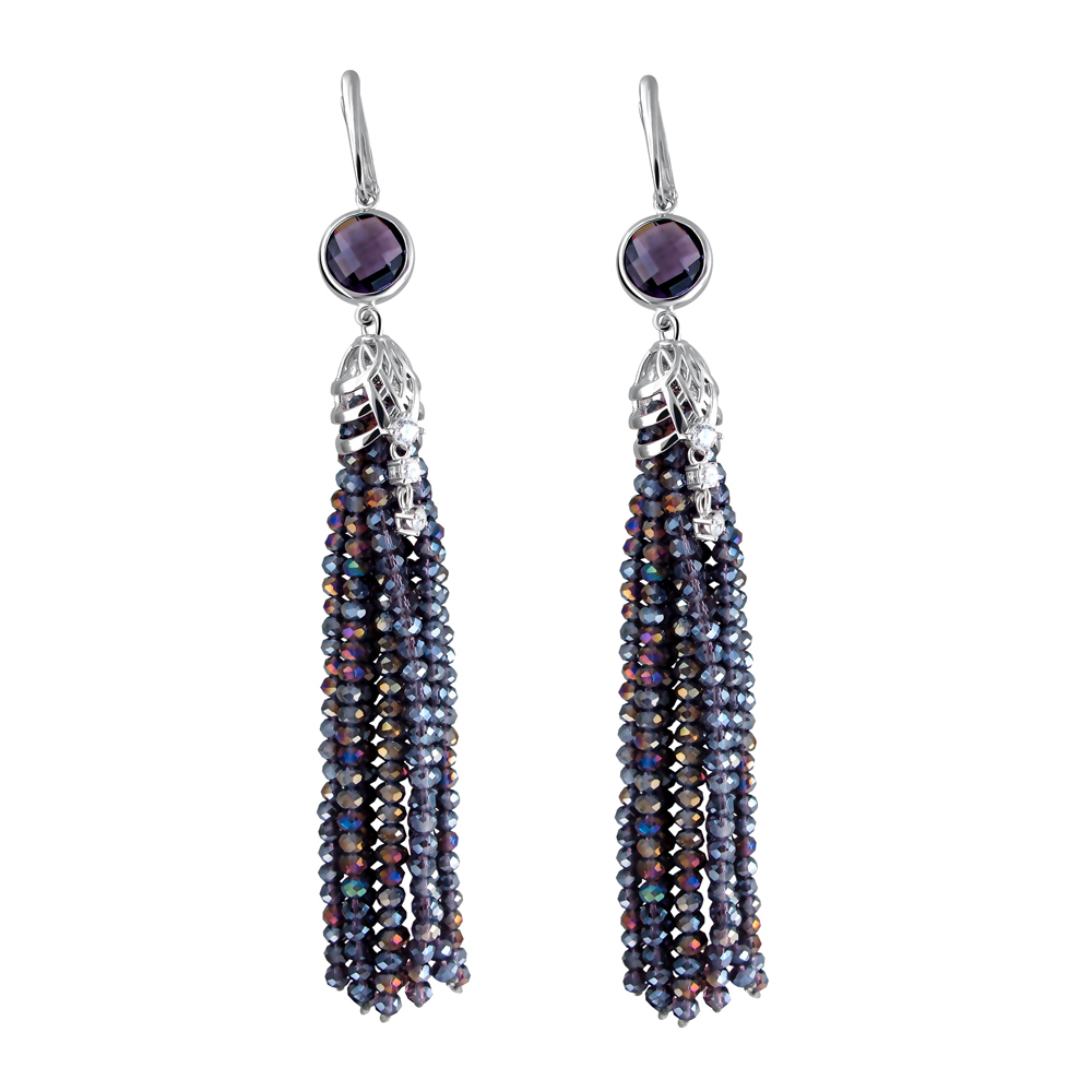 Серьги с фианитом из серебра 925 пробы JA-S-511129-4