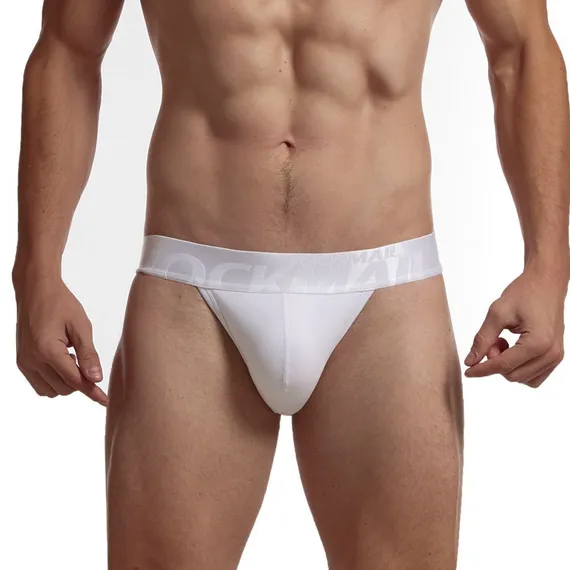 Мужские трусы танга белые JOCKMAIL JM3032-1