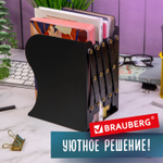 Подставка-держатель для книг и учебников BRAUBERG раздвижная металлическая черная