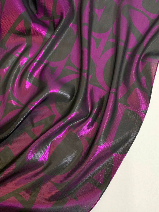 Плательная шелк, черный/фуксия, люрекс