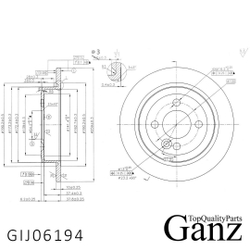 Диск тормозной задний с покрытием MINI MINI all 2006 /D 259mm GANZ GIJ06194