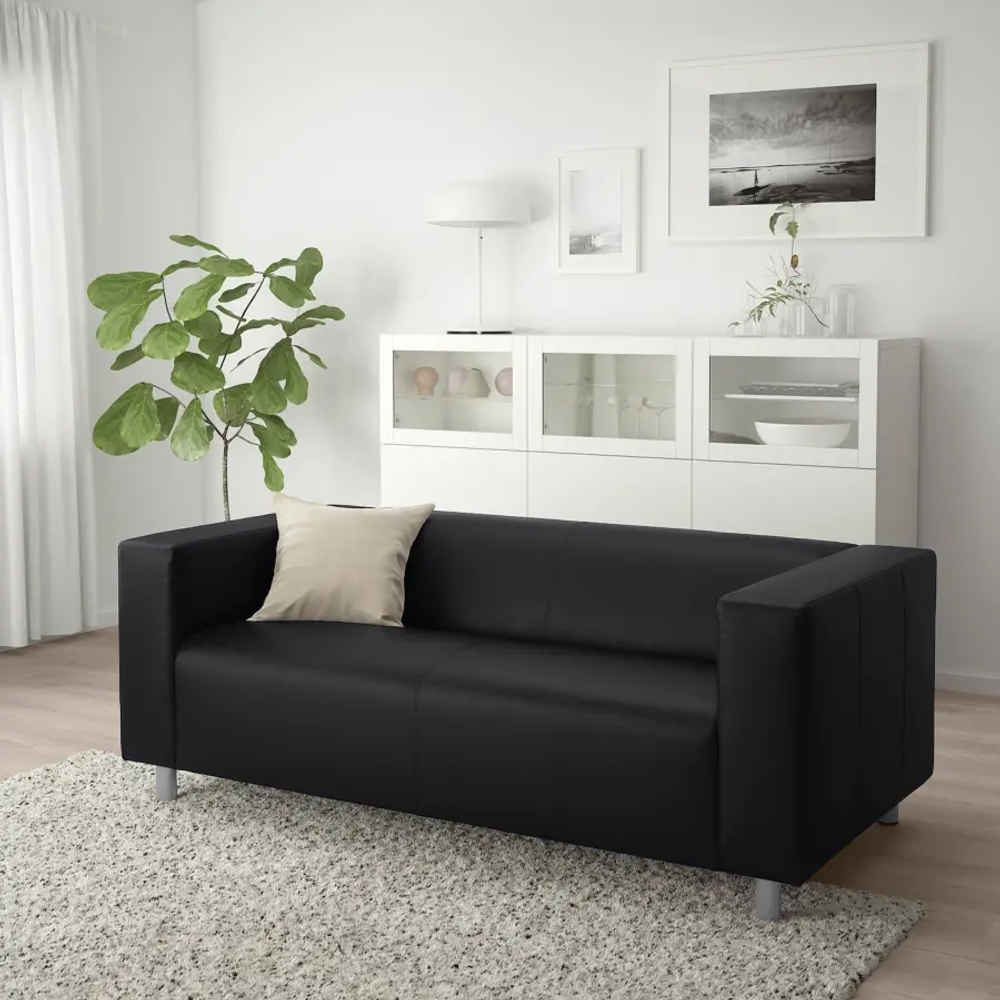 2-местный диван - IKEA KLIPPAN,  88x66x177см, черный, КЛИППАН ИКЕА