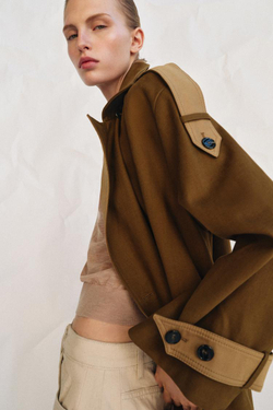 ZARA ДЛИННЫЙ КОМБИНИРОВАННЫЙ ТРЕНЧ — ZW COLLECTION, МЯГКИЙ КАШТАНОВЫЙ