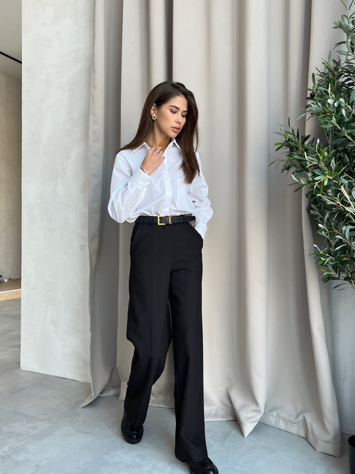 Брюки из плотной ткани черные прямые