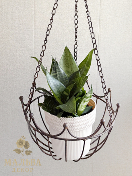 Подвесное кашпо для цветов 24x15.5см + 53 см подвес