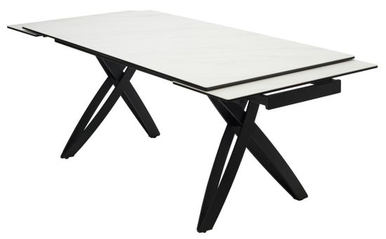 Стол PALERMO 180 KL-99 Белый мрамор матовый, итальянская керамика / черный каркас