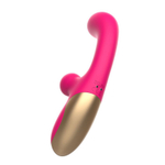 Розовый изогнутый вибратор-кролик - 21,2 см. (Цвет: розовый)