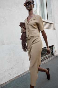 ZARА КАРДИГАН С КОРОТКИМИ РУКАВАМИ, СВЕТЛЫЙ ХАКИ