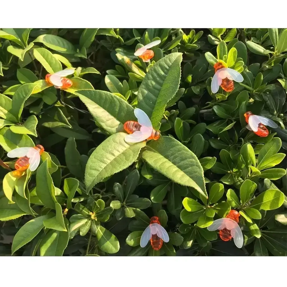 Гирлянда для улицы «Пчёлка» 3м, 20 ламп LED чёрный провод, 2 реж, IP-55, Теплый белый (солнечная батарея).