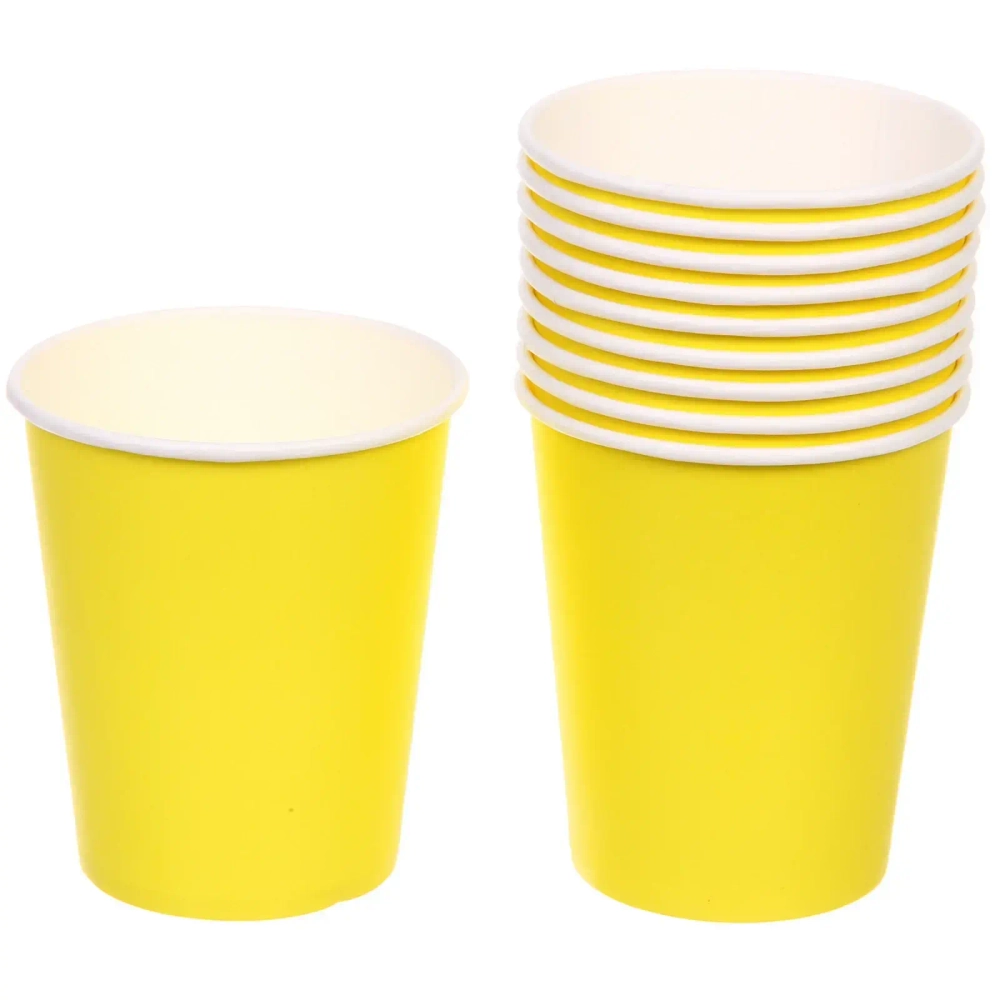Стакан бумажный 0,2л в наборе 10 шт «Праздничный день», желтый