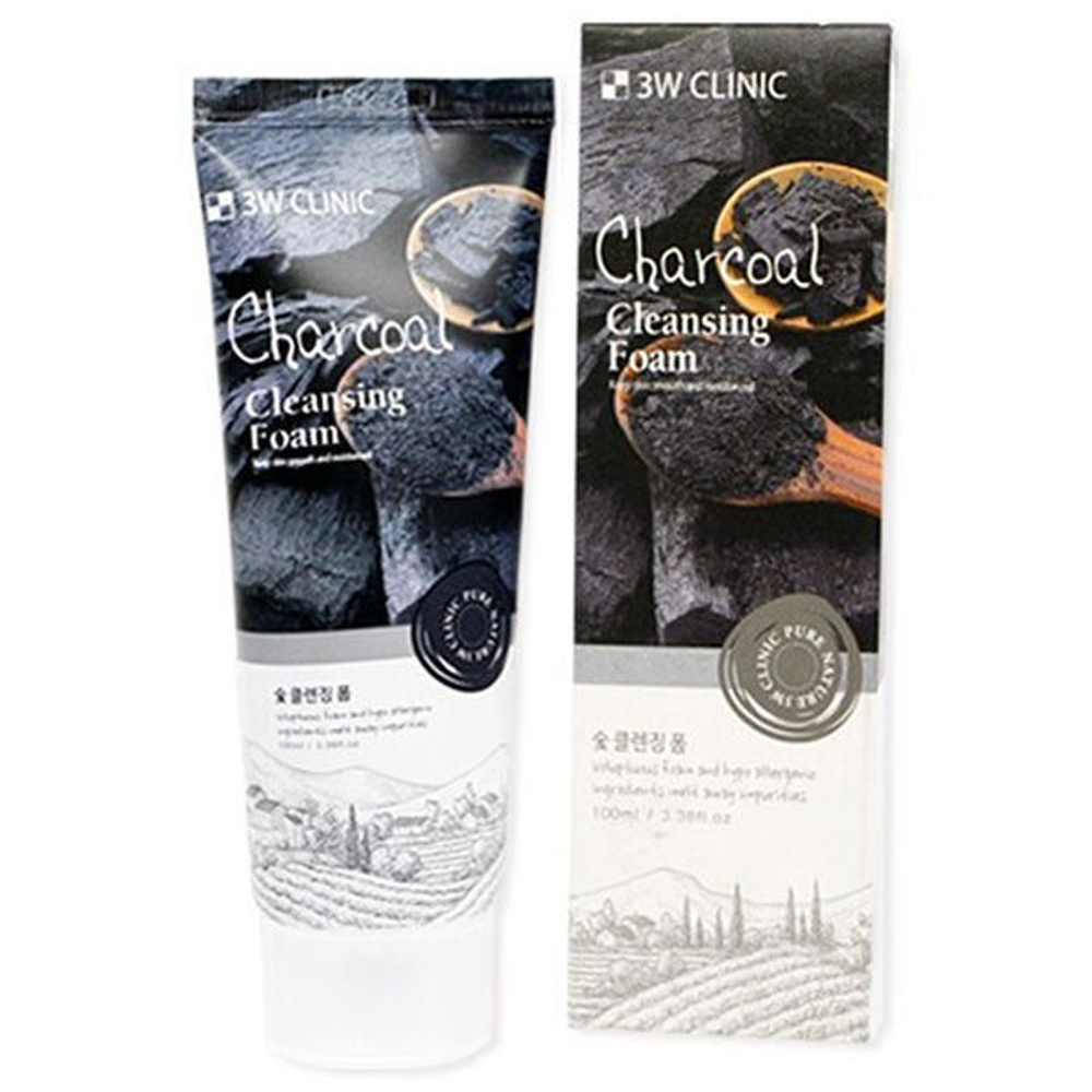 Пенка для умывания с древесным углем 3W Clinic Charcoal Cleansing Foam, 100мл